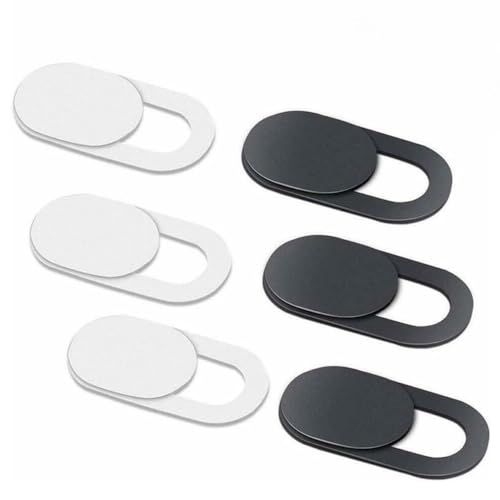 6 Pack Webcam Cover Slider, Ultra-Thin 0.7mm Privacy Protector for Laptop PC Phone Tablet Camera, Plastic Sliding Blocker Security Shield, Black 18x9mm