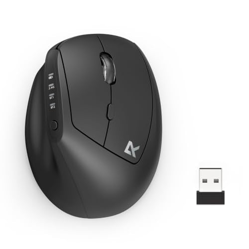 Redragon Ergonomic Mouse, Bluetooth Rechargeable Wireless Vertical Mouse, 3 Multi-Device Connectivity for Computer/PC/Laptop, 500mAh Battery, 2.4GHz USB-A Optical Mice for Windows, Mac OS, Black - color: Vertical-Black