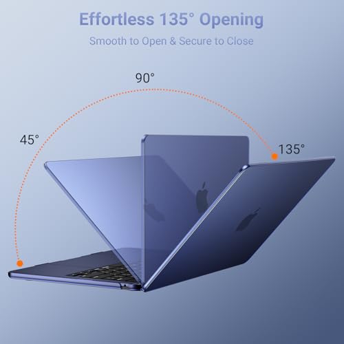 MOSISO Compatible with MacBook Air 15 inch Case M5 2026 M4 M3 M2 2025-2023 | A3448 A3241 A3114 A2941, Scratch-Resistant Protective Hard Shell Case&Keyboard Cover&ScreenFilm&Pouch, Midnight - color: Midnight