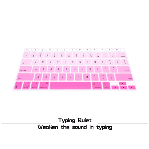 HRH English US Keyboard Cover Skin for MacBook Air 13 A2337 2020 | M1 Chip Processor with Touch ID,Precise Fit,Dust Proof,Waterproof,Durable,Smooth Touch,Keyboard Accessories,Ombre Pink - color: Ombre pink