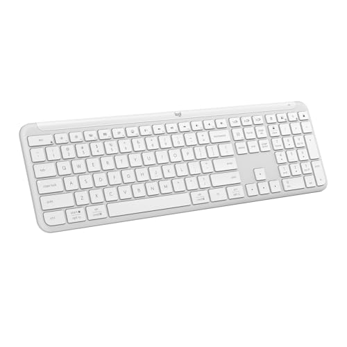 Logitech Signature Slim K950 Wireless Keyboard, Sleek Design, Switch Typing Between Devices, Quiet Typing, Bluetooth, Multi-OS, Windows, Mac, Chrome - Off-White - color: Off White, style: Battery Powered