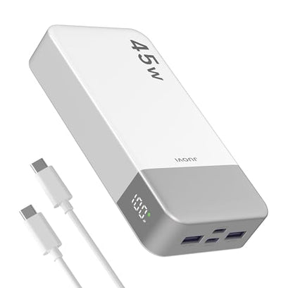 JUOVI Power Bank 45W 20000mAh Portable Charger USB C, PD QC Fast Charging 4-Port(2C+2A) External Battery Pack with LED Display, for iPhone 15 16 MacBook ipad | PD QC Fast Charging with 4 USB Ports(2C 2A), LED Display External Battery Pack for iPad Tablet