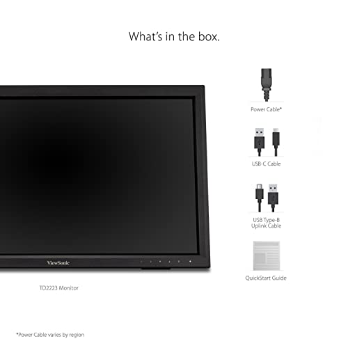 ViewSonic TD2223 22 Inch 1080p Touch Screen Monitor, 10-Point Multi IR Touch for Retail POS and Kiosks, Durable 7H Scratch-Resistant Glass, Eye Care Technology, HDMI, VGA, DVI, and USB Hub Inputs - style: 22-Inch