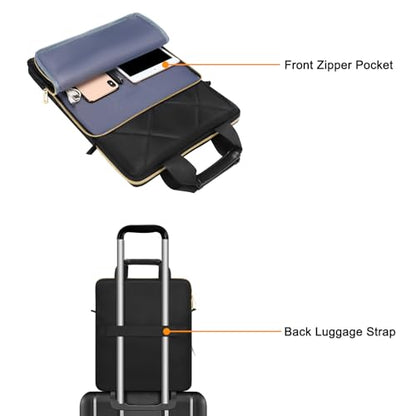 MOSISO Vertical Laptop Bag, Computer Bags | Rhombus Quilted Laptop Shoulder Bag with Trolley Sleeve&Pocket&Handle - color: Black, size: 16 inch