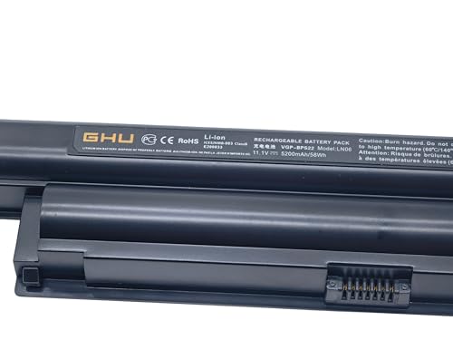 GHU New Battery 58 WH Replacement for VGP-BPS22 BPS22 VGP-BPS22A VGP-BPL22 VGP-BPS22/A Compatible for Selected Sony VAIO Notebook Battery 6-Cell 5200mAh 58Wh - style: 58Wh/(VGP-BPS22)