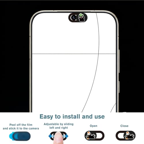 6Pcs 6 Styles Cat Camera Cover Slide Cute Laptop Accessories 0.04 Inch Ultra Thin Phone Computer Laptop Webcam Cover Camera Privacy Blocker for Desktop Computer Notebook Mini PC Home Office - color: Black Cat