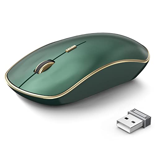 JOYACCESS 2.4G Slim Wireless Silent Mouse, Portable Wireless Computer Mouse with 5 Adjustable DPI Levels, USB Mice for Desktop, Notebook, MacBook, Chromebook, PC (Green) - color: Green
