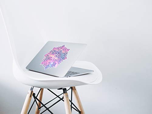 Mandala Laptop Sticker Decal - Removable Waterproof White Vinyl Decals Stickers - Mandalas Purple Pink Sticker Starry Night Partial Skin Compatible with Computer MacBook Air Pro 13 15 inch Mac - color: Pink on White (Darker Laptop)