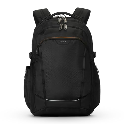 Targus 17” Voyager EXP Travel Backpack, Expandable 27L–30L Laptop Backpack, TSA Checkpoint-Friendly, Water-Resistant, RFID-Blocking Pocket, Fits Up to 17 Inch Laptop, Carry-On Size, Black - TBB664GL