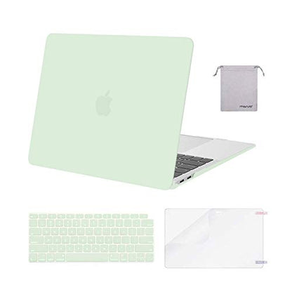 MOSISO Compatible with MacBook Air 13 inch Case M1 2021 2020 2019 2018 | A2337 A2179 A1932, Protective Hard Shell&Keyboard Cover&Screen Film&Pouch for MacBook Air 13.3 inch Case, Honeydew Green - color: Honeydew Green