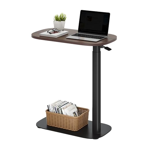 SANODESK Small Standing Desk Pneumatic Height Adjustable Sit Stand Laptop Desk Overbed Table Computer Cart for Home Office Workstations (23.6" W x 13.8" D, Black Walnut) - color: Black Walnut, size: 24x14