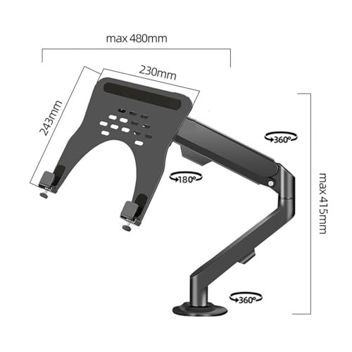 Monitor Arm Laptop Arm Mount for Desk Holds 4.4-19.8lbs, 2 in 1 Adjustable Gas Spring Arm Single Monitor Desk Mount with Tray for 17"-30" Screens or 10"-16" Laptops Monitor Mount Arm, White - color: White