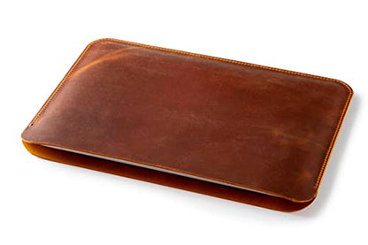 Leather Laptop Sleeve, Handmade Slim Case for MacBook Air 13" (M2) 2024, (M3) 2024 & 15 inch (M3) 2026 - color: Camel, size: 13"