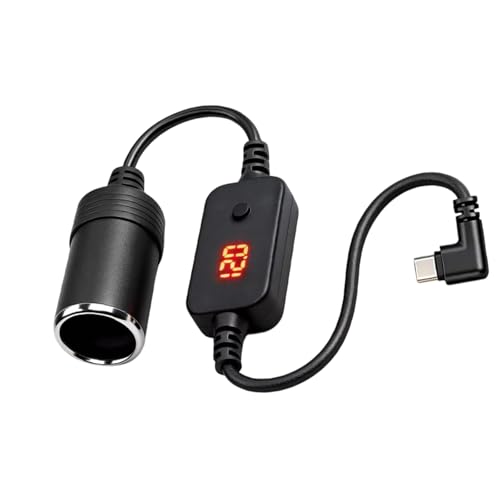 5 in 1 USB C to 12V 15V 20V Car Cigarette Lighter Adapter, Flexible Cable Multi Volt Type C Male to Socket Converter, Power Delivery Cord for Dash Cam Laptop - color: 0.35 meters