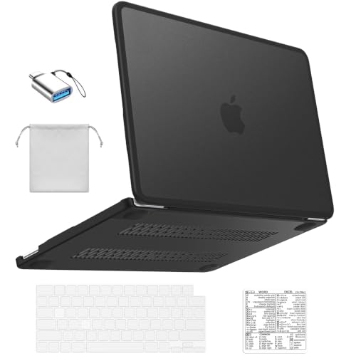 BlueSwan Anti-Crack Case for MacBook Neo 13 inch 2026, Model A3404 A18 Pro | Rugged TPU Bumper, Anti-Scratch Hard Shell Case & Keyboard Cover & Type-C & Pouch & Shortcuts Sticker - color: Frosted Black
