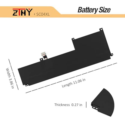 63.32Wh SC04XL Laptop Battery Replacement for HP Envy 14-EB 14-eb0021tx | 14-eb1028nf 14-eb0010ca 14-eb0019nl 14-eb1028nf 14-eb0212nw Series HSTNN-IB9R M07392-005 M08254-1C1 SC04063XL 15.4V 3906mAh - size: 11.06*3.86*0.27 inch SC04XL