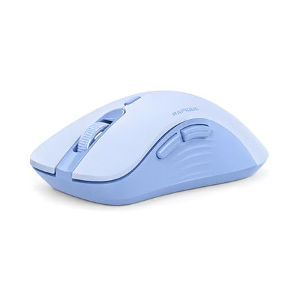 RAPIQUE Bluetooth Wireless Mouse, Dual Bluetooth & 2.4GHz, Light Blue | Quiet Clicks, Right-Hand Ergonomic 6 Button, Adjustable DPI, AA Battery, 3-Device Switching for Laptop, PC, Mac, Tablet - color: Light Blue