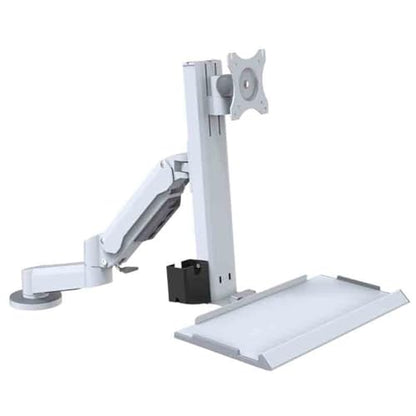 Adjustable Monitor Arm White Dual Arm Table Style Monitor Stand with A Regular Tray that Can Rotate and Support Up to 25kg for Screens