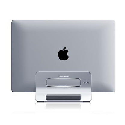 Vertical Laptop Stand for Desk, Gravity Auto Lock Vertical MacBook Stand, Aluminum Laptop Vertical Dock Stand Holder Compatible with MacBook Pro, MacBook Air, Silver - color: Silver