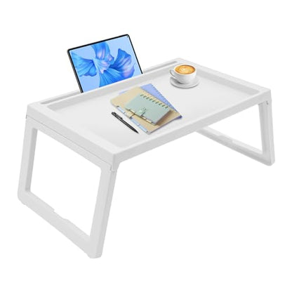 6 pcs Portable Bed Desk, 25.6x14x10.6 in Folding Lap Table Large Tray & Cutout Support Legs Foldable Laptop Desk Tray Folding Table for Reading Writing, Sofa & Floor, Black