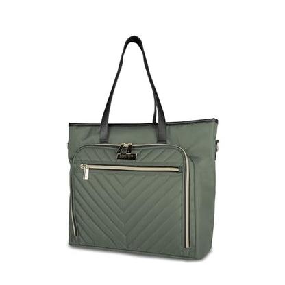 Kenneth Cole REACTION Chelsea Quilted Chevron 15" Laptop & Tablet Business Tote with Removable Shoulder Strap - color: Olive