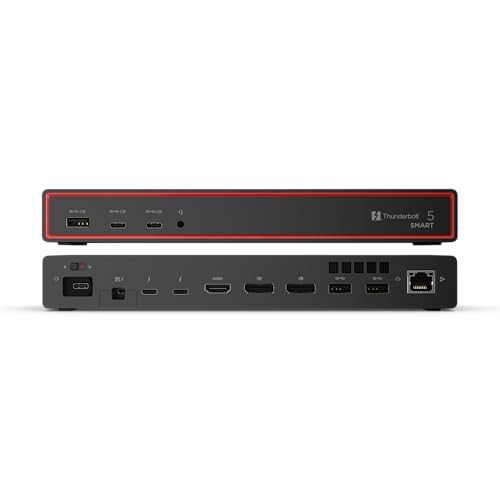 Lenovo ThinkPad Thunderbolt 5 Smart Dock 7500, 120Gbps Data Transfer, 180W Power Delivery, Multiple Display Support, 2.5Gbps Ethernet, Black