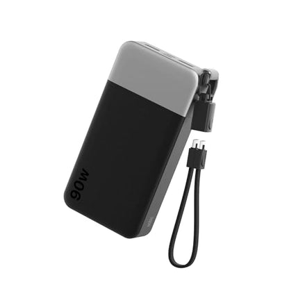 NOBIS Portable Charger 20000mAh 90W Power Bank w/Detachable Cable | 2C+2A USB-C Fast Charging Battery Pack with LED Display,Battery Bank for Laptops, Tablets, Phones and Steam Deck - color: Black