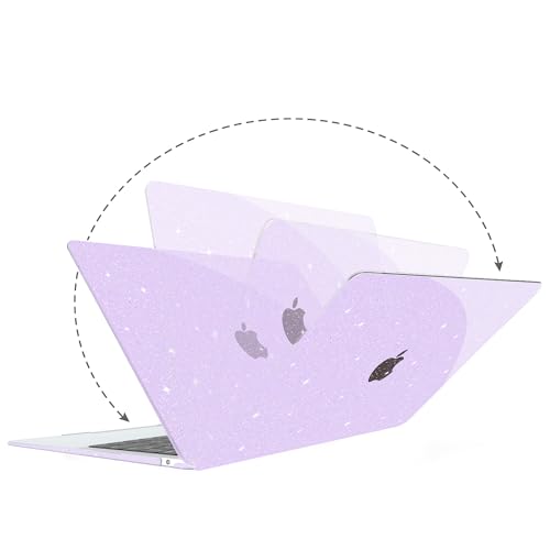 G JGOO for MacBook Air 13 inch Case 2021 2020-2018 M1 A2337 A2179 A1932 | Glitter Protective Plastic Hard Shell for MacBook Air 13.3 inch Case + Keyboard Cover + Screen Protector, Sparkly Purple - color: Purple
