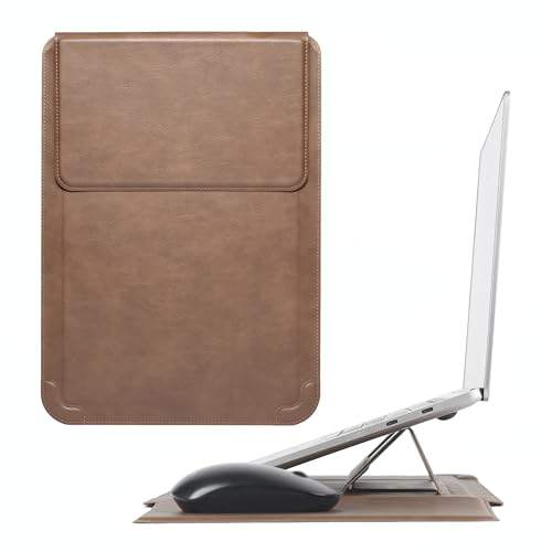 16 Inch Multifunctional Laptop Sleeve Case with Stand Soft Slim Cover for MacBook Pro/Air/ThinkPad X1/Dell XPS/Lenovo Yoga/HP Pavilion/ASUS Zenbook/LG gram/Chromebook 15" 15.3" 15.6" - color: Textured Brown, size: 15-16 Inch