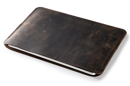 Leather Laptop Sleeve, Handmade Slim Case for MacBook Air 13" (M2) 2024, (M3) 2024 & 15 inch (M3) 2033 - color: Chestnut, size: 15"