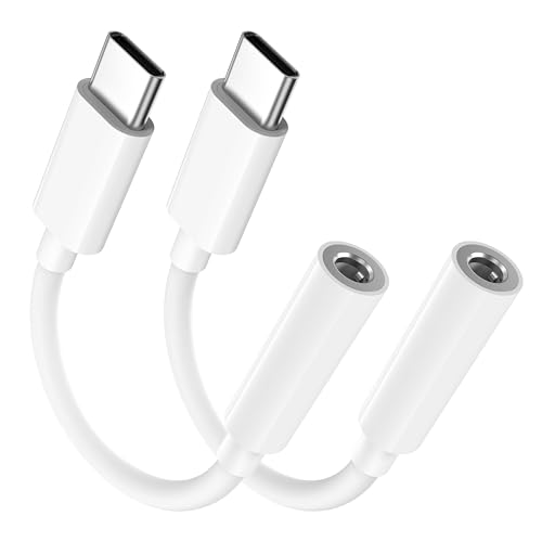 2 Pack USB C to 3.5mm Headphone Jack Adapter, Aux to USB C HiFi Compatible for Apple iPhone 17/16/15/Pro Max/Plus,Type C Aux Audio Dongle Cable Cord for iPad,Samsung Galaxy S26/S25/24/S23,Pixel -White - color: White, size: 2 Pack