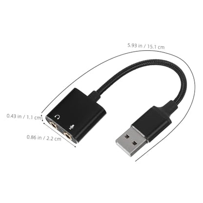 Sound Converter USB to Audio Jack Adapter External Sound Card Headset Microphone Splitter for Computers Laptops
