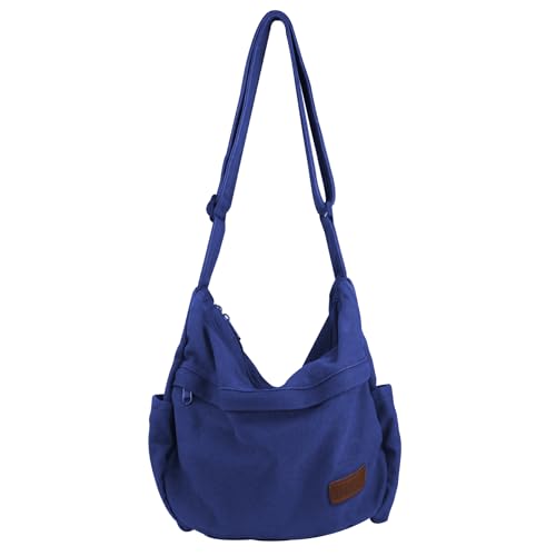 Large Canvas Messenger Bag with Multiple Pockets for Men and Women, Crossbody Shoulder Tote Hobo Laptop Bag - color: 6 - Navyblue