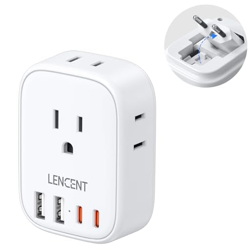 LENCENT European Travel Plug Adapter US to Europe Type-C Foldable Plug | with 4 Outlets 4 USB Ports (2 USB C), Power Adaptor for USA to EU Euro Iceland Spain Italy France Germany Greece Portugal - style: Type C-17.5W-Most of Europe