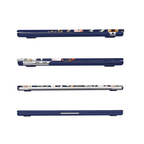 MOSISO Compatible with MacBook Air 13 inch Case M5 2026 M4 2025 M3 M2 2024-2022 A3449 A3240 A3113 A2681, Plastic Garden Flowers Hard Shell&Keyboard Cover&Screen Film for MacBook Air 13.6, Blue - color: Blue