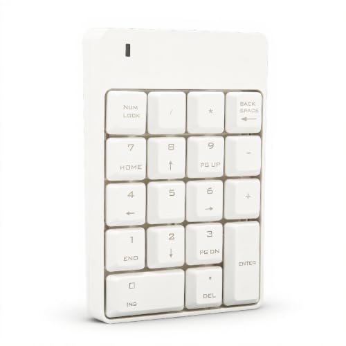 Numeric Keypad, 18 Key Wireless USB Number Pad with Low Noise Design and Comfortable Tilt Angle, for Laptop Desktop PC OS X (White) - color: White