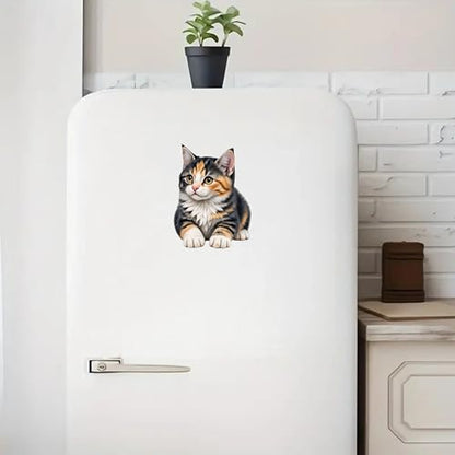 Waterproof Cute Calico Tabby Kitten Car Stickers – 5.5 Inch Vinyl Decals 2 Pack for Cars, Motorcycles, Laptops, Suitcases, Refrigerators, Walls, Doors, Bicycles, Removable Decorative Bumper Stickers