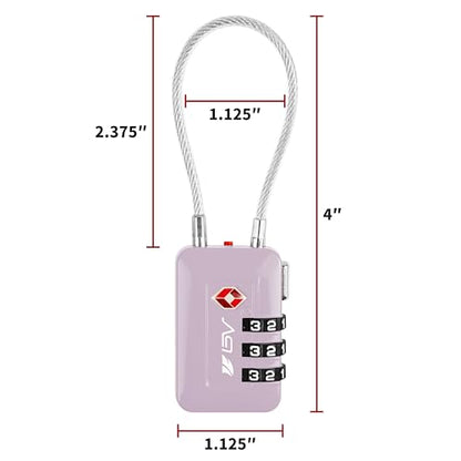 TSA Accepted Luggage Travel Lock, Set-Your-Own Combination Lock for School Gym Locker, Luggage Suitcase Baggage Locks, Filing Cabinets, Toolbox, Case (Purple, 2 Pack) - color: Purple 2-Pack