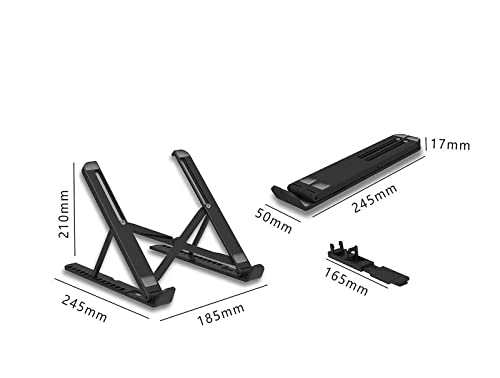 Laptop Stand for Desk with Phone Holder,Anti-Slip Foldable Laptop Riser,Adjustable Portable Stand,Compatible with MacBook Air Pro, HP, Lenovo, Dell, More 10 to 17” Laptops and Tablets (Black)