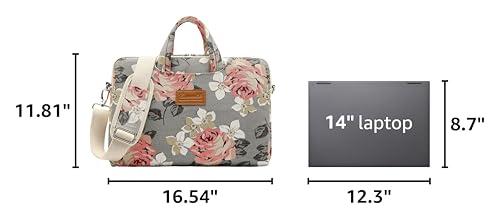 canvaslife Grey Rose Pattern Laptop Shoulder Messenger Bag, 15 inch | 14-15.6 inch Fit - color: Grey Rose, size: 15 inch/15.6 inch