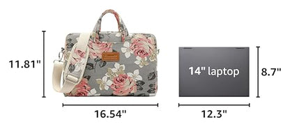 canvaslife Grey Rose Pattern Laptop Shoulder Messenger Bag, 15 inch | 14-15.6 inch Fit - color: Grey Rose, size: 15 inch/15.6 inch