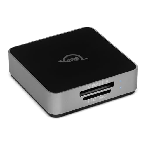 OWC Atlas Dual CFexpress Type B + SD Card Reader with USB-C 10Gb/s | Ingest CFexpress and SDXC UHS-II - Built-in cable with storage - USB-C port for longer cable use - Supports OWC Innergize - size: Dual SD & CFexpress