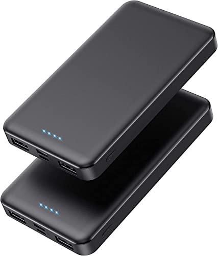 [2 Pack]Portable Charger Power Bank 10000mAh,Slimmer USB C in&Out Fast Charging Portable Phone Charger,Travel Essentials Backup External Battery Pack for iPhone 17/16/ 15/14/13/12,Galaxy S24,Android - color: Black+Black, size: 10000mAh