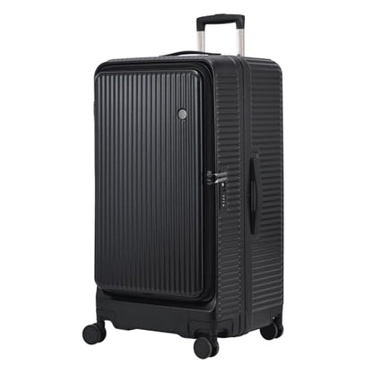 Kaleenie 29 Inch Aluminum Checked Luggage with Side Opening Zipper, Lightweight Hardshell ABS+PC Suitcase with TSA Lock, 360° Universal Wheels, Black - color: Black, size: 29 Inch