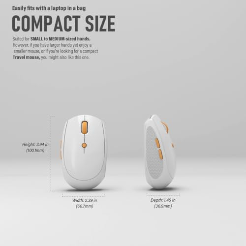 Silent Wireless Mouse for Work & Study, Dual Mode Bluetooth + 2.4G USB Receiver, Rechargeable, Comfortable for Long Hours, Compatible with Laptop/Mac/iPad/Tablet/PC (White)