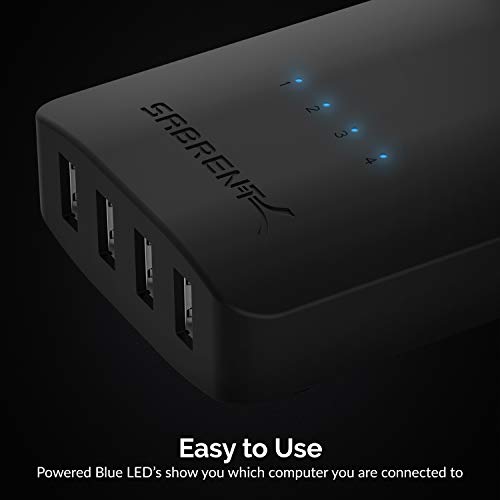 SABRENT USB 2.0 Sharing Switch up to 4 Computers and Peripherals LED Device Indicators (USB-USS4) - size: 4-Port Switch