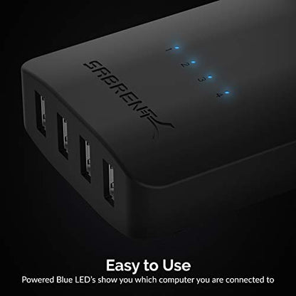 SABRENT USB 2.0 Sharing Switch up to 4 Computers and Peripherals LED Device Indicators (USB-USS4) - size: 4-Port Switch