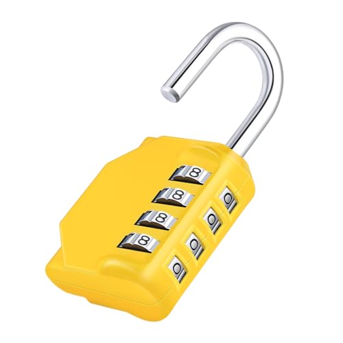 ZHEGE Combination Lock, 4 Digit Combination Padlock Outdoor (Yellow) | School Lock, Gym Lock - color: 1P, Yellow, size: 1P