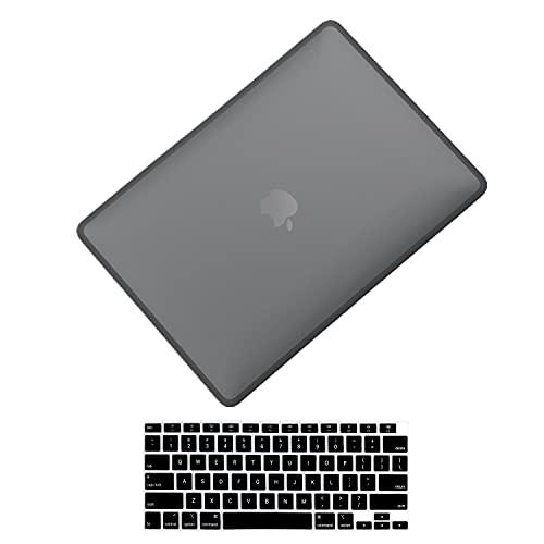 Se7enline for MacBook Air 13 inch Case M1 2024-2018 A2337 A2179,Black | TPU Bumper + PC Matte Laptop Hard Shell Case with Keyboard Skin Anti-Fingerprint Shock-Resistant Collision Prevention Durable - color: (TPU) Black&Black, size: 13.3 inch (M1)