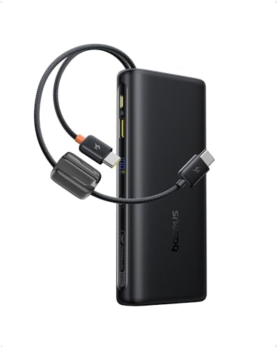 Baseus 25000mAh Power Bank, CCC Certified 140W Laptop Portable Charger with Dual Built-in USB-C Cables, PD3.1 Fast Charging Battery Pack for MacBook Pro/Air,iPhone 17/16 Series Galaxy S25/S24 - color: Matte Black, size: 145W-25000mAh